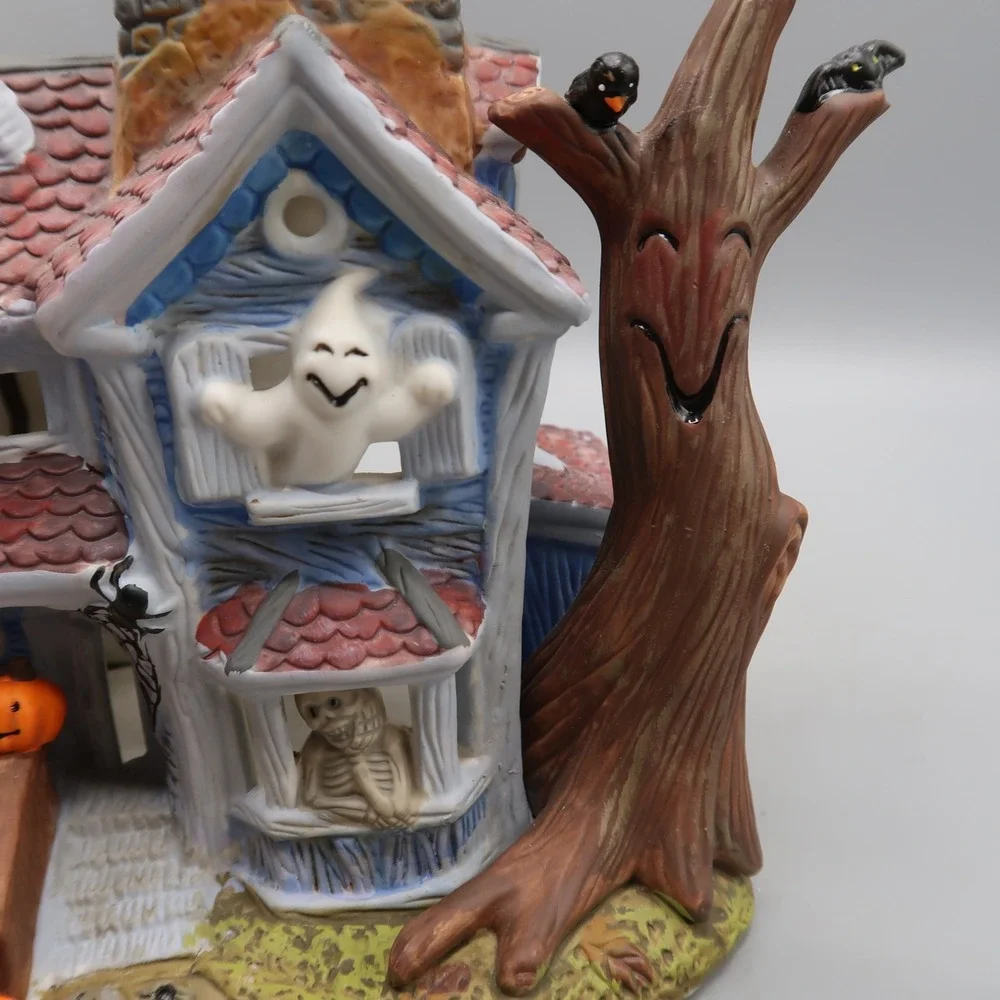 PartyLite Halloween Haunted House P8264 Ceramic Tea Light Candle Holder Decor